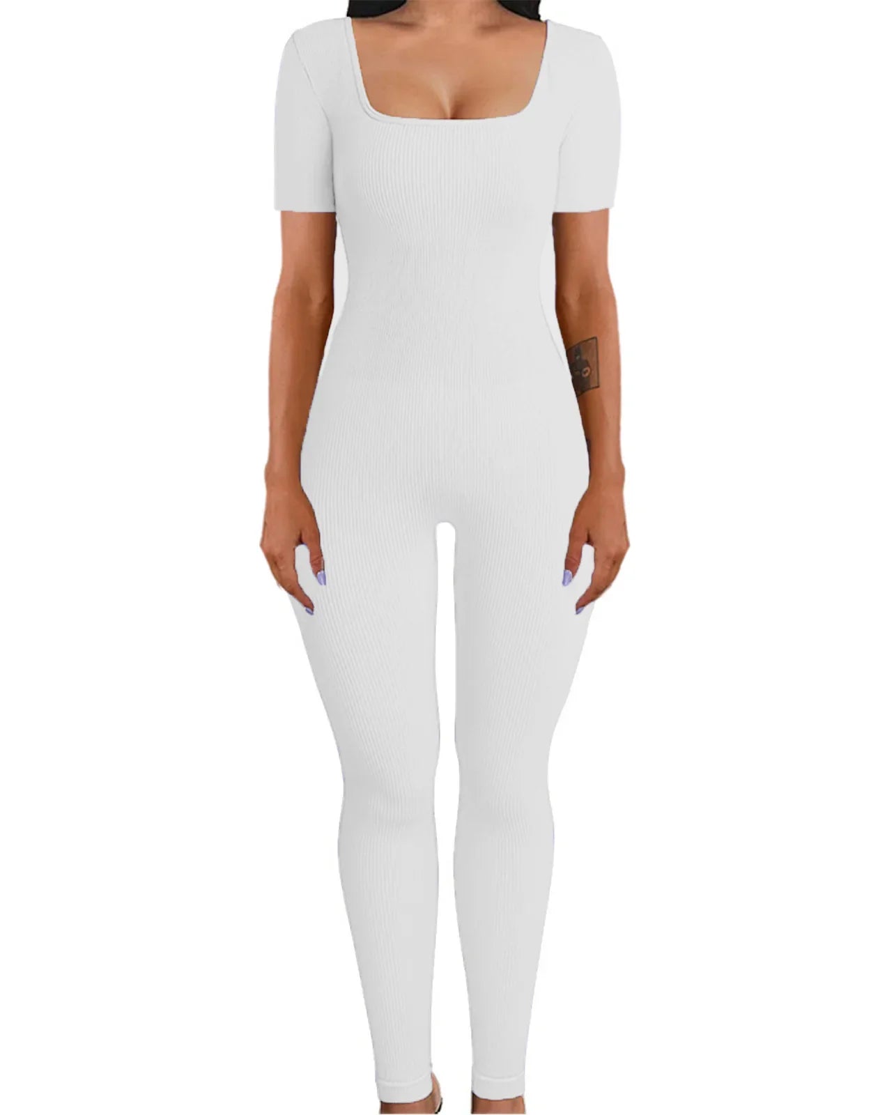 Yara Square Neck Seamless Stretch Pencil Jumpsuit