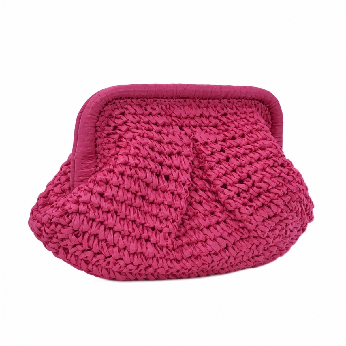 Crystal Palace Woven Straw Clutch Bag with Chain Strap