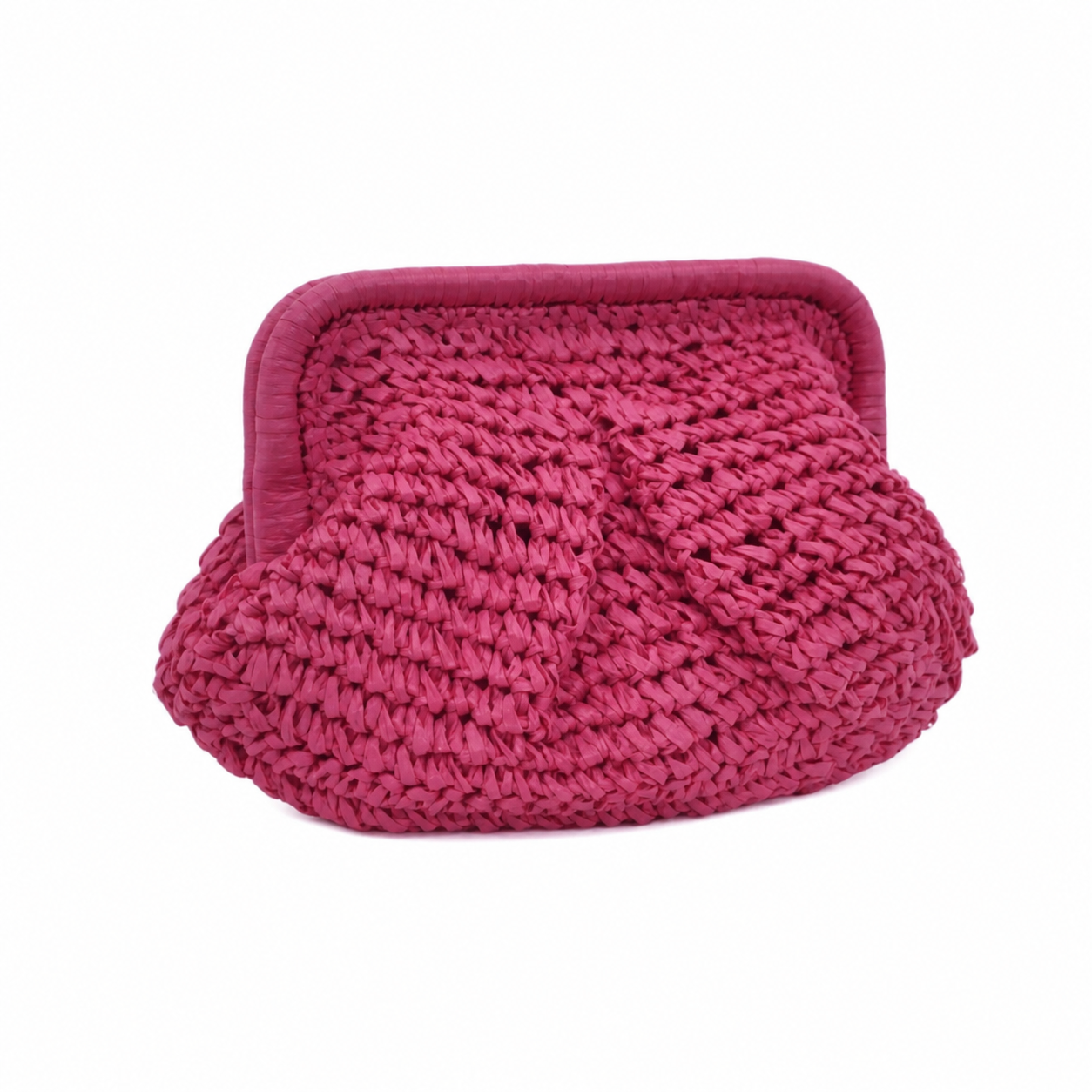 Crystal Palace Woven Straw Clutch Bag with Chain Strap
