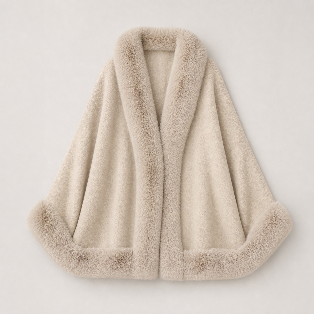 Bess Faux Fur Collar Batwing Sleeve Knit Cardigan