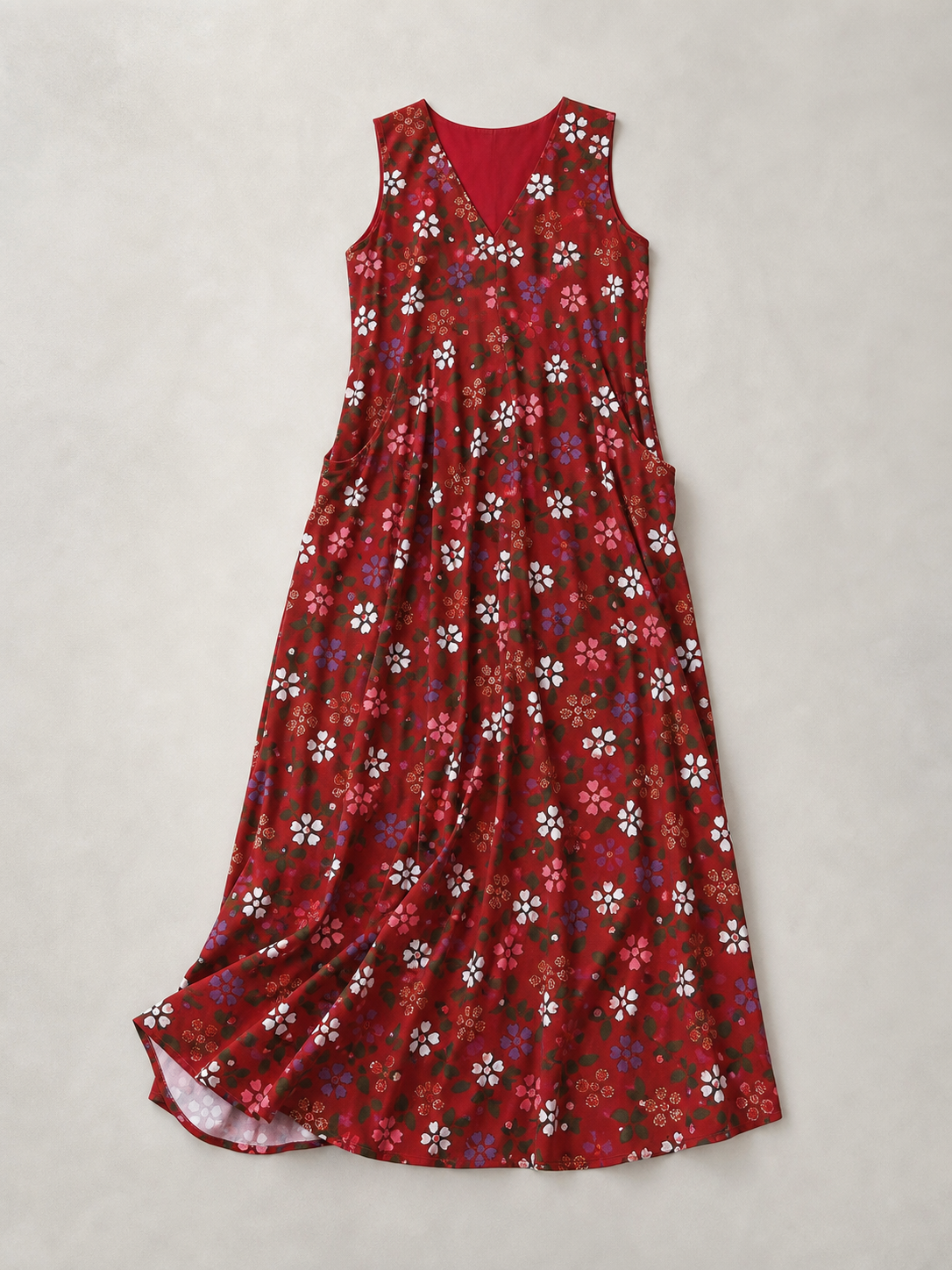 Paloma Floral V-Neck Loose Maxi Dress with Pockets