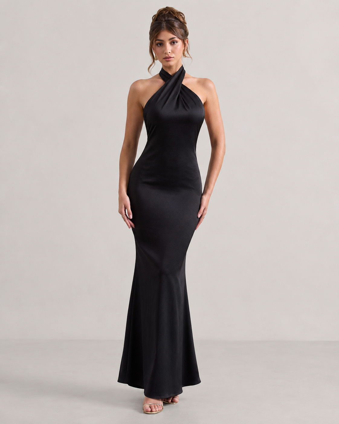 Zadie Asymmetric Halter Backless Bodycon Maxi Dress