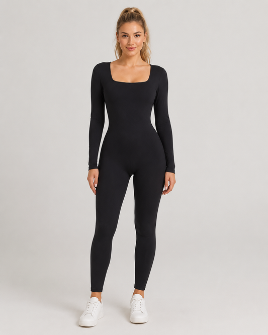 Piper Ribbed Long Sleeve Bodycon Workout Jumpsuit