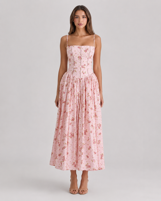 Dulcie Strappy Floral Print A-Line Midi Dress