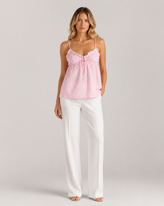 Marnie Striped Ruffle Cami and Shorts Pyjama Set