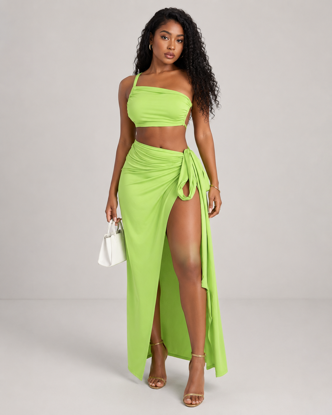 Aster One Shoulder Top and High Slit Maxi Skirt Set