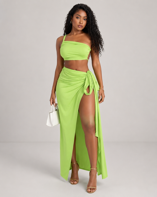 Aster One Shoulder Top and High Slit Maxi Skirt Set