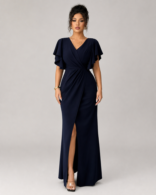 Ines Butterfly Sleeve V-Neck Split Maxi Dress
