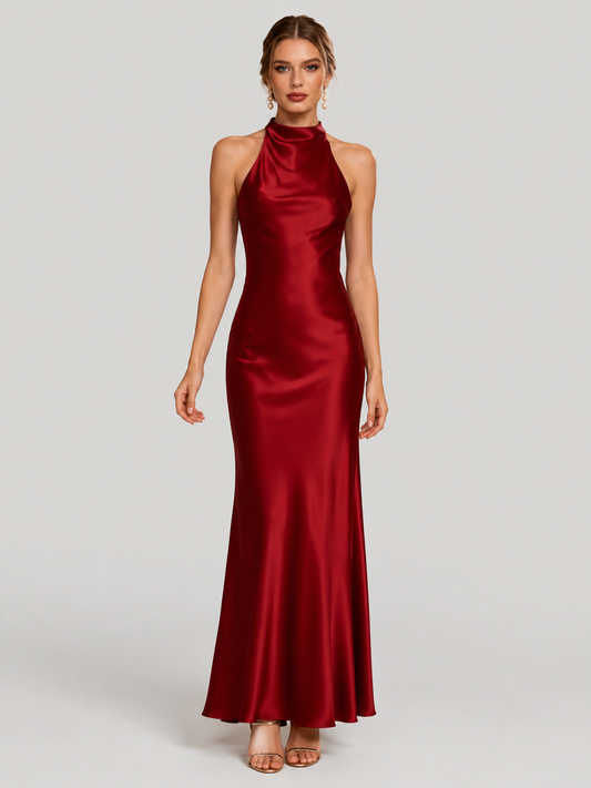 Ida Satin Finish Sleeveless Empire Maxi Dress