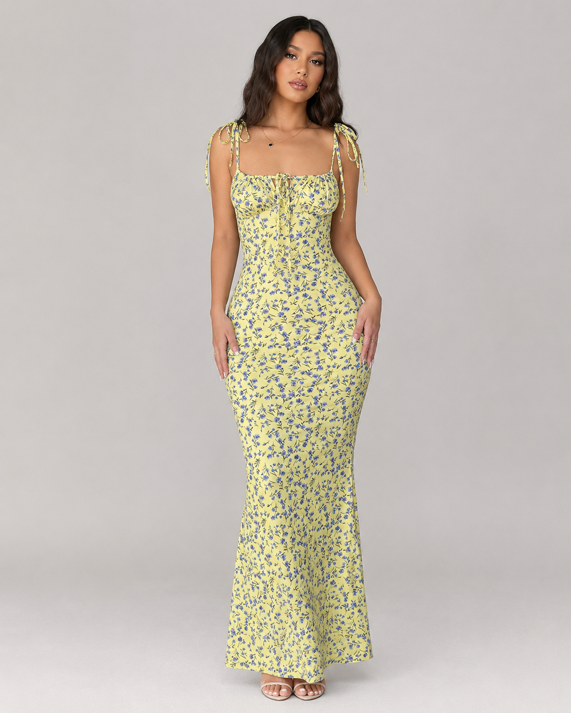 Iris Tie Strap Floral Midi Dress with Leg Split