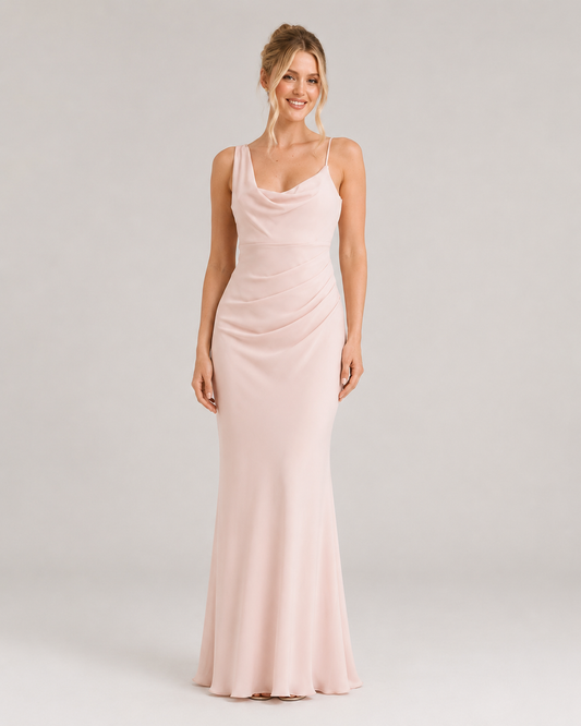 Cressida Asymmetric Strap Chiffon Mermaid Bridesmaid Dress