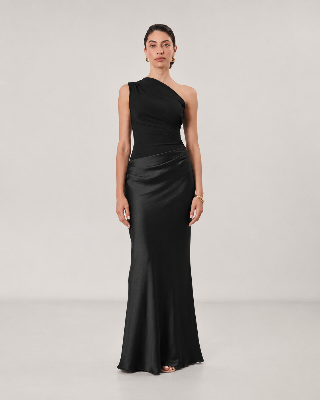 Salma One Shoulder Satin Backless Bodycon Maxi Dress
