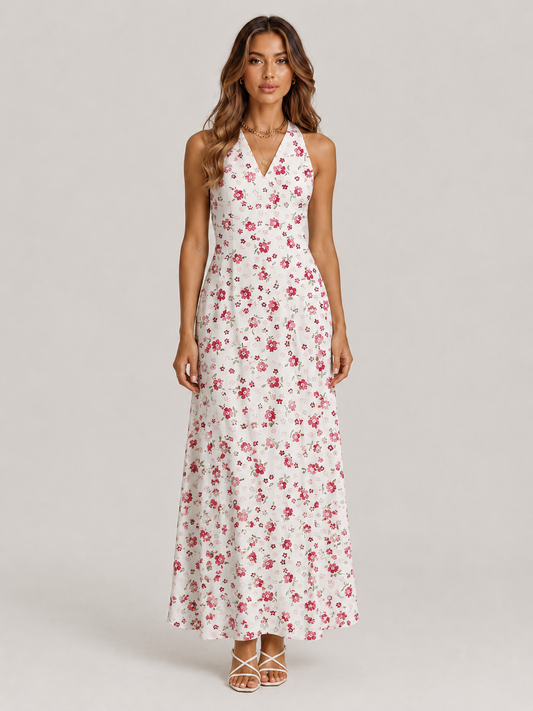 Paloma Floral V-Neck Loose Maxi Dress with Pockets