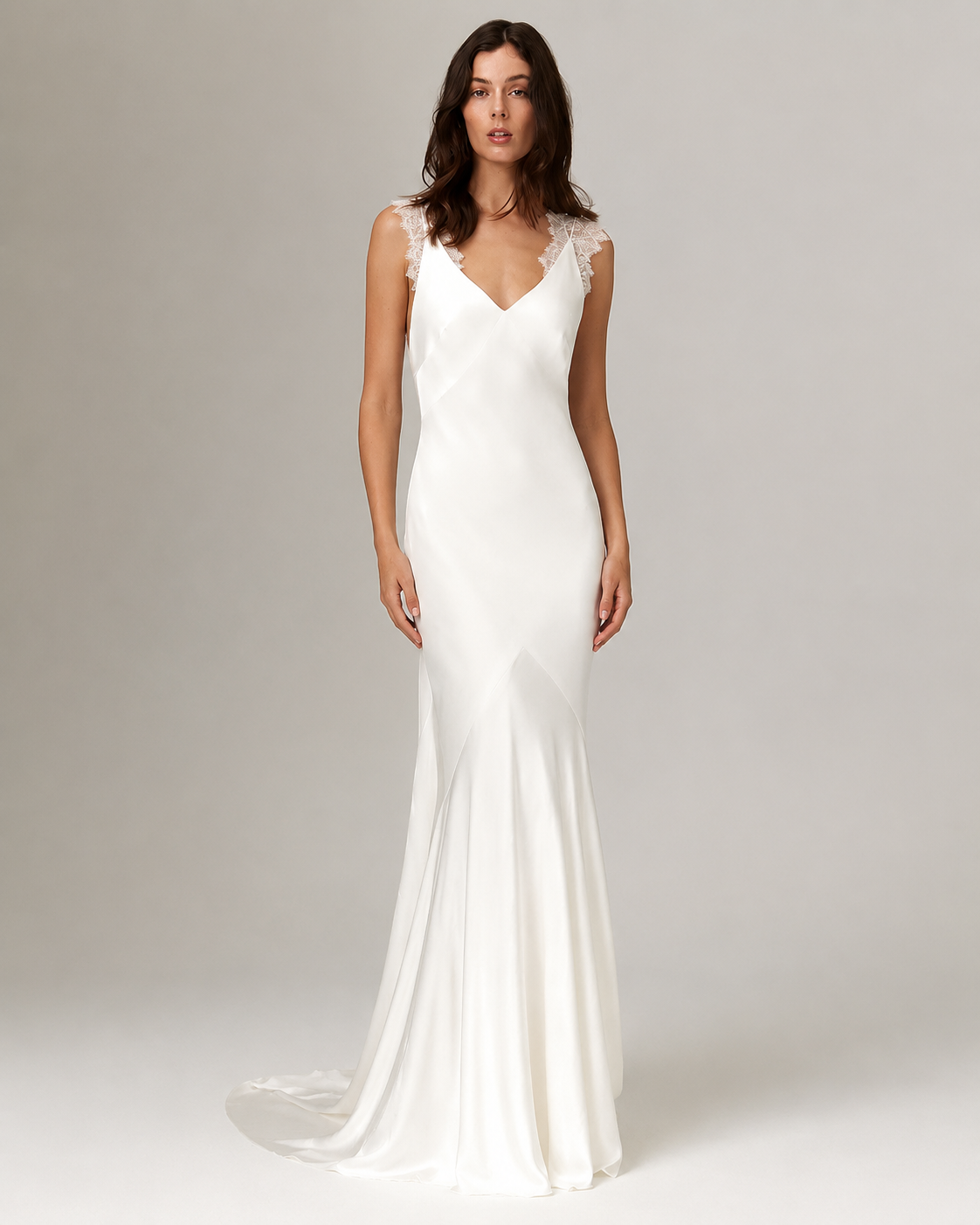 Eleanor Lace Strap Mermaid Wedding Dress with Train