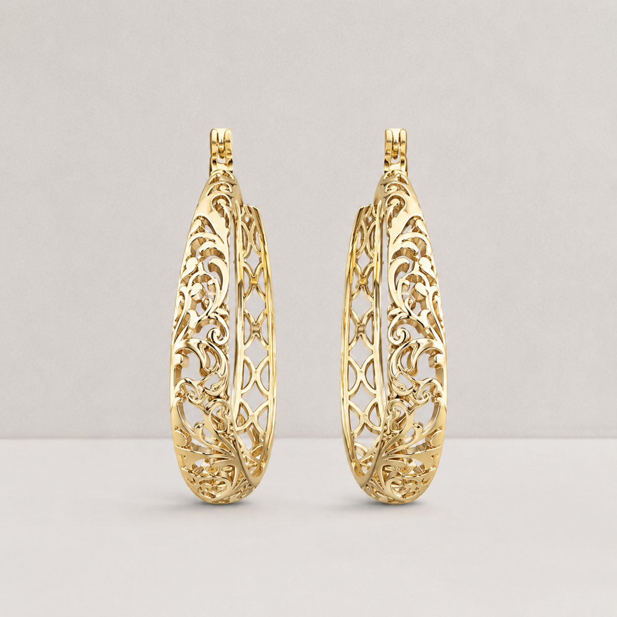 Gilda Vintage Hand Carved Hollow Hoop Earrings