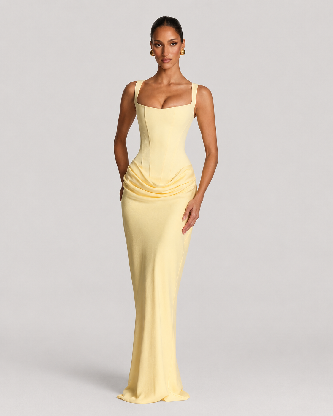 Verity Corset Bodice Flowing Maxi Evening Dress