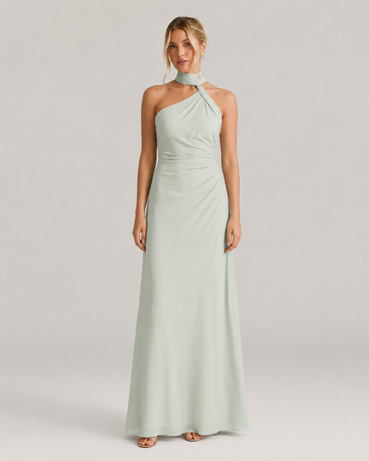 Elowen One Shoulder Chiffon Maxi Bridesmaid Dress