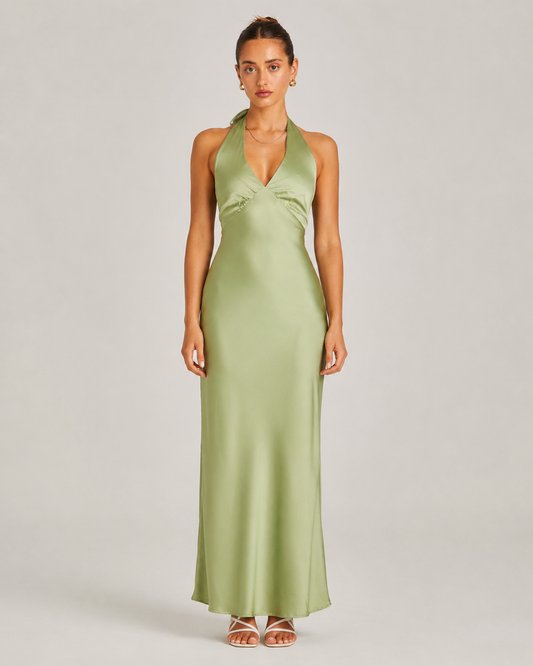 Maeve Halter V-Neck Slim Fit Evening Maxi Dress