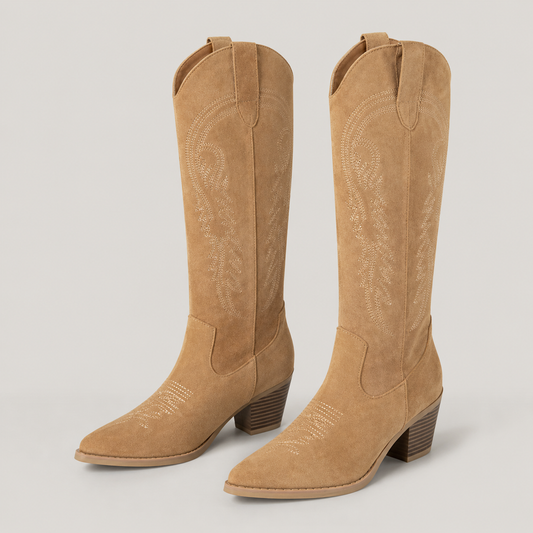 Tessa Faux Leather Platform Western Knee High Boots