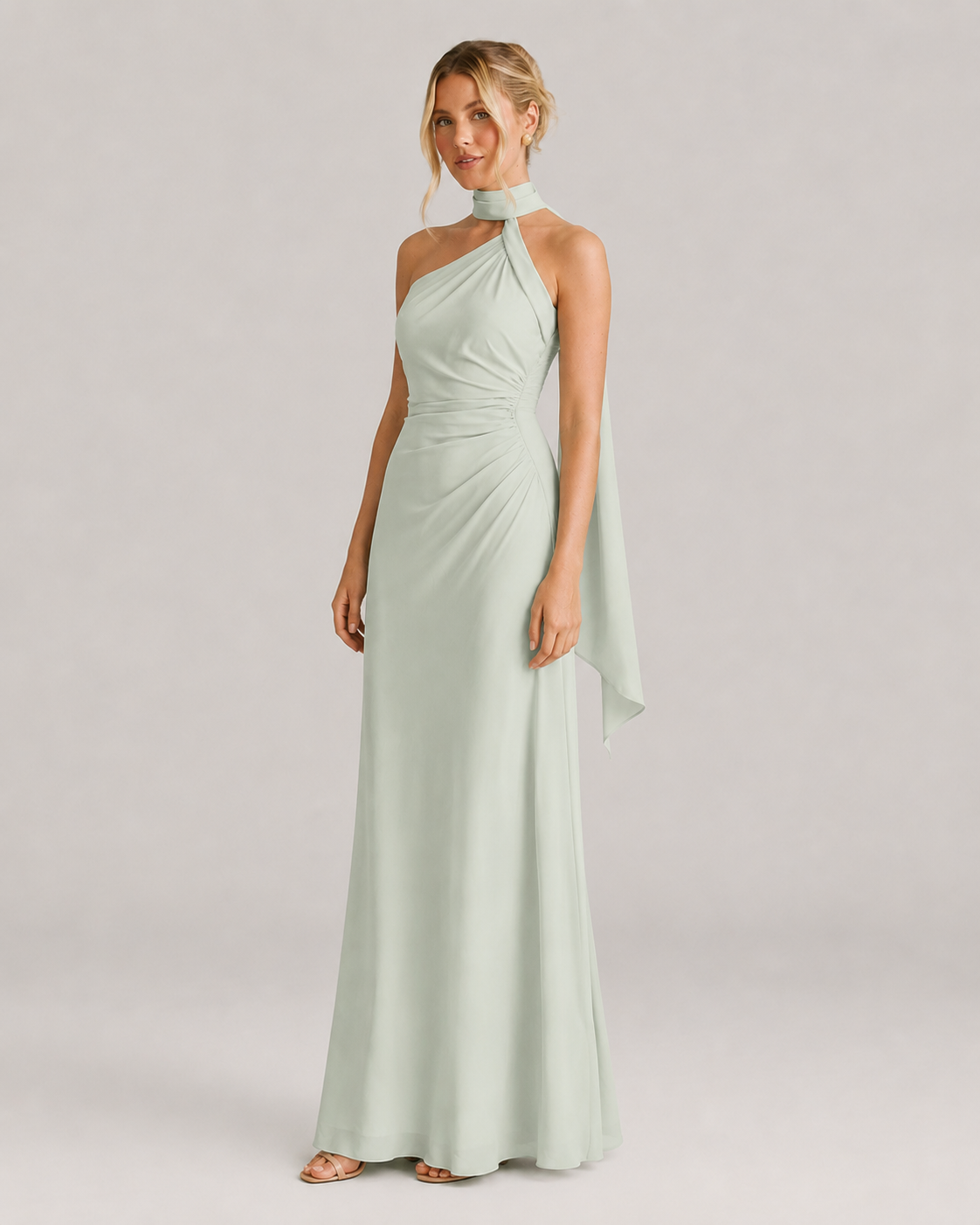 Elowen One Shoulder Chiffon Maxi Bridesmaid Dress