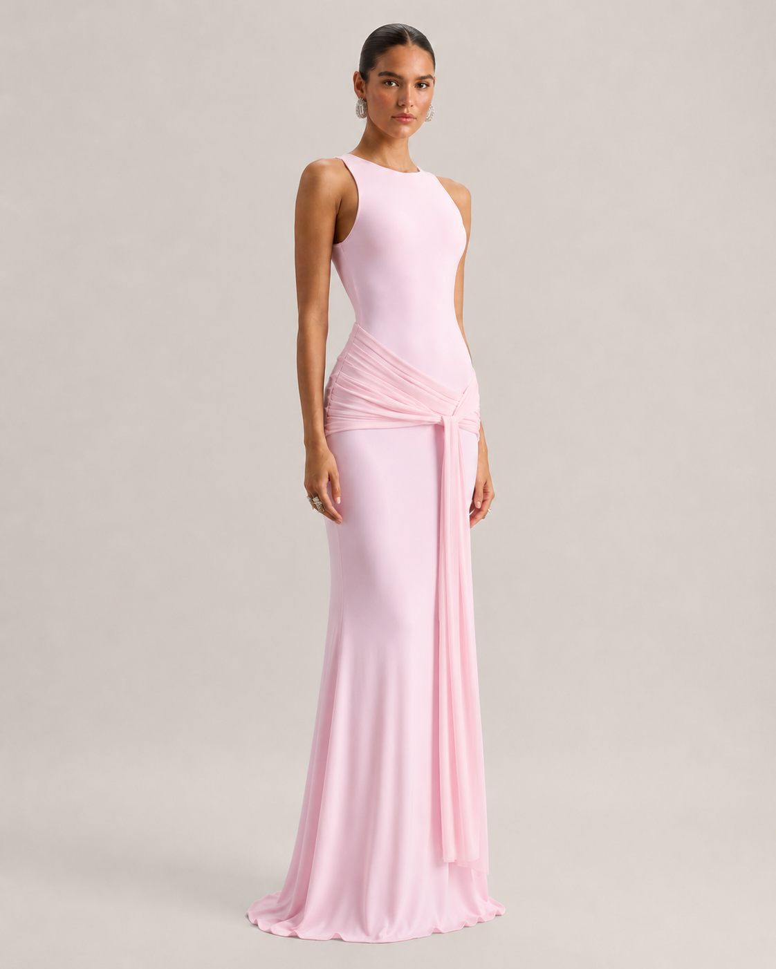Rowena Draped Detachable Cape Evening Maxi Dress