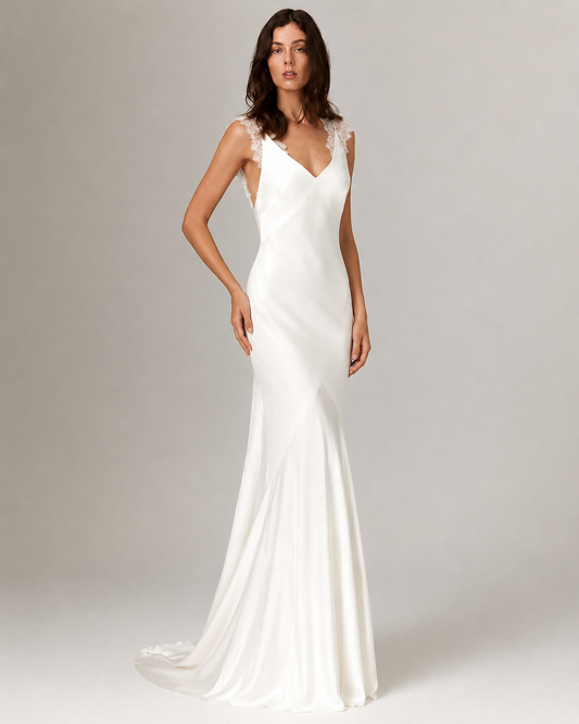 Eleanor Lace Strap Mermaid Wedding Dress with Train