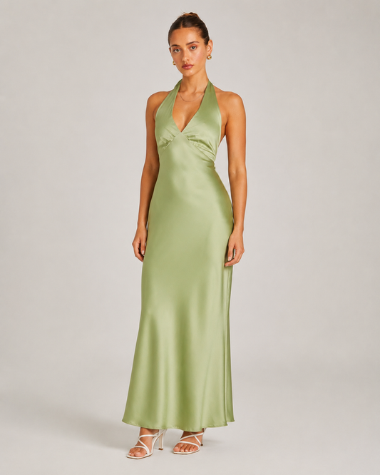 Maeve Halter V-Neck Slim Fit Evening Maxi Dress