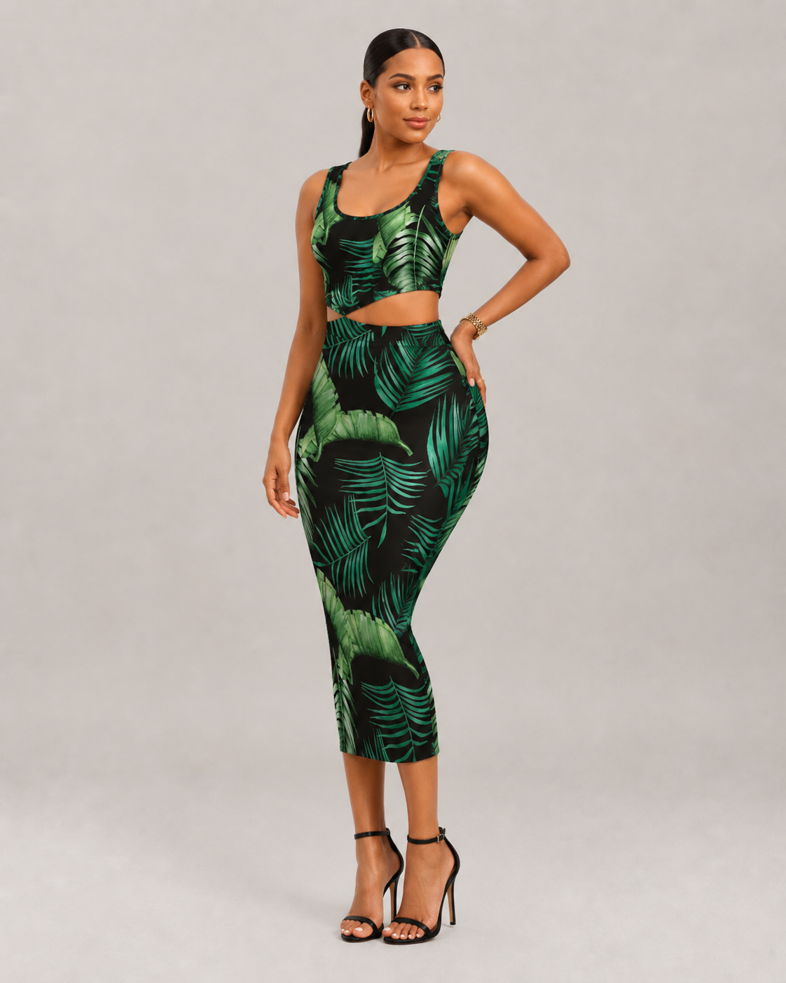 Anya Printed Cami Top and Wrap Midi Skirt Set
