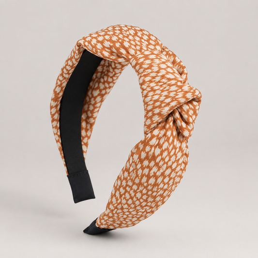 Nala Vintage Leopard Print Satin Knot Headband