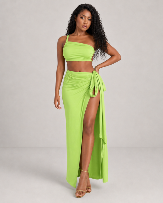 Aster One Shoulder Top and High Slit Maxi Skirt Set