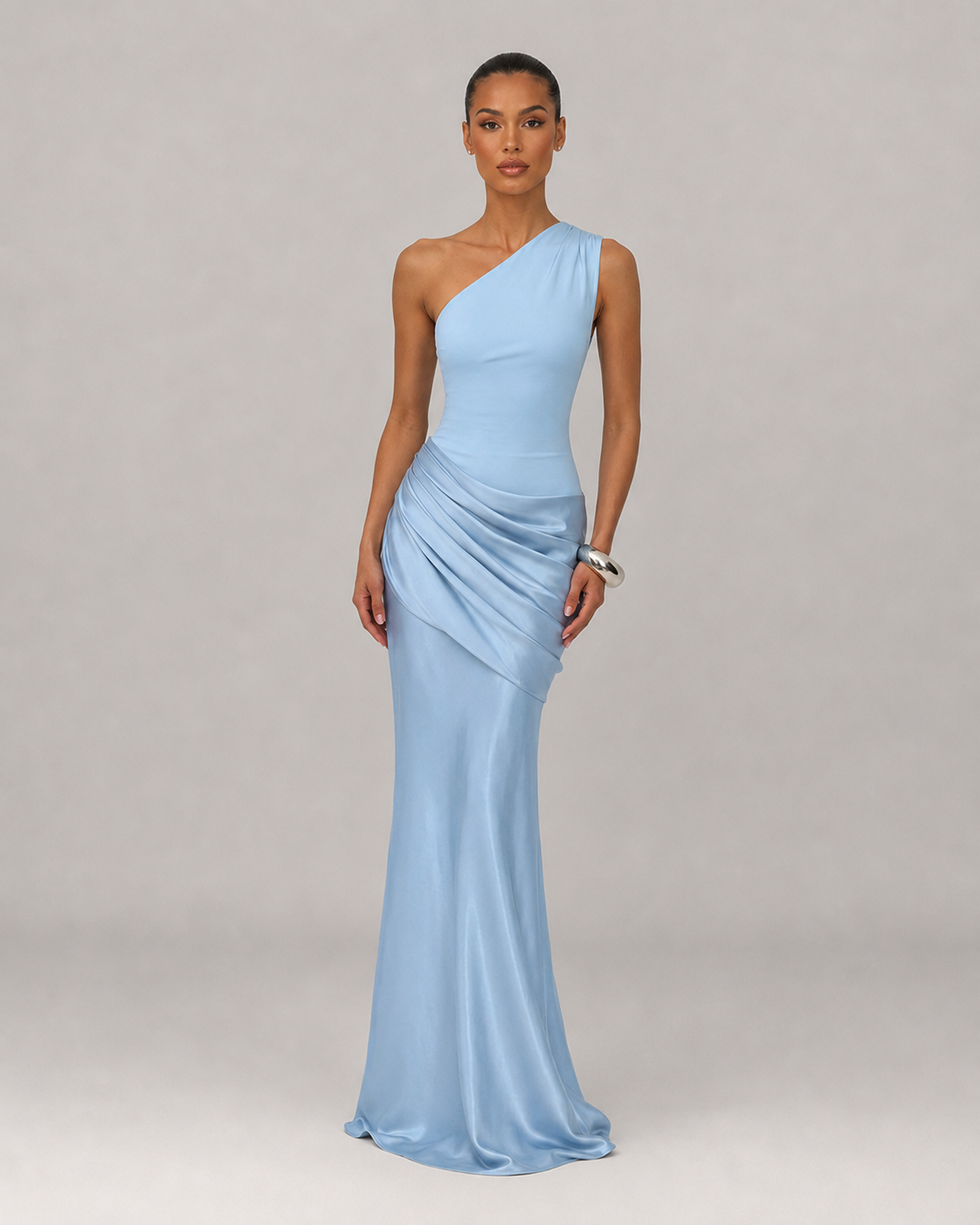 Freya One Shoulder Pleated Backless Maxi Dress