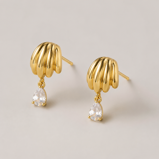 Odile White Zircon Teardrop Layered Drop Earrings