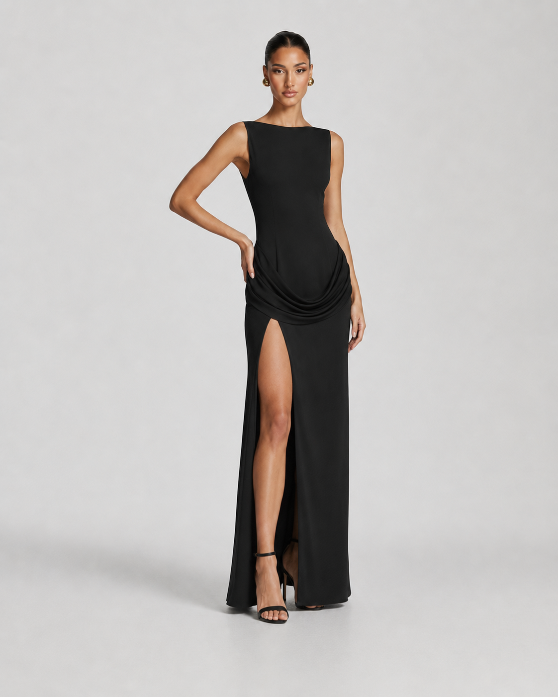 Renata High Split Backless Sleeveless Maxi Dress