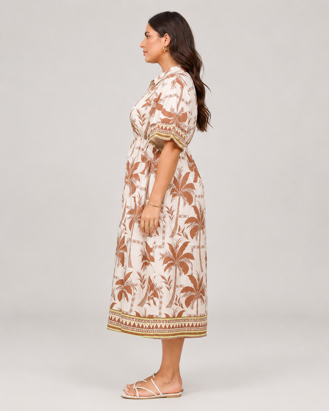 Gwen Draped V-Neck Short Sleeve Curve Midi Dress