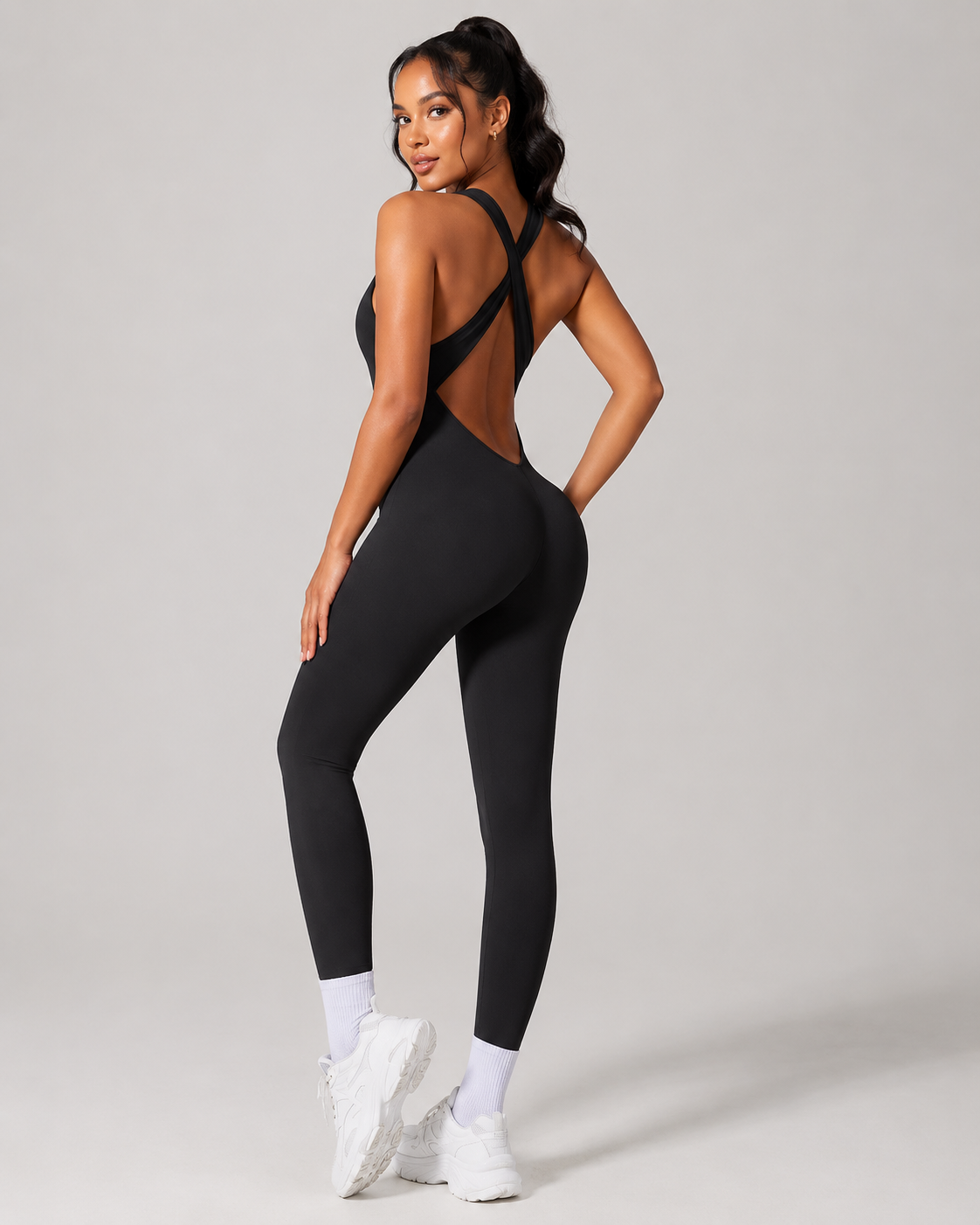 Skye Seamless Open Back Sleeveless Workout Playsuit