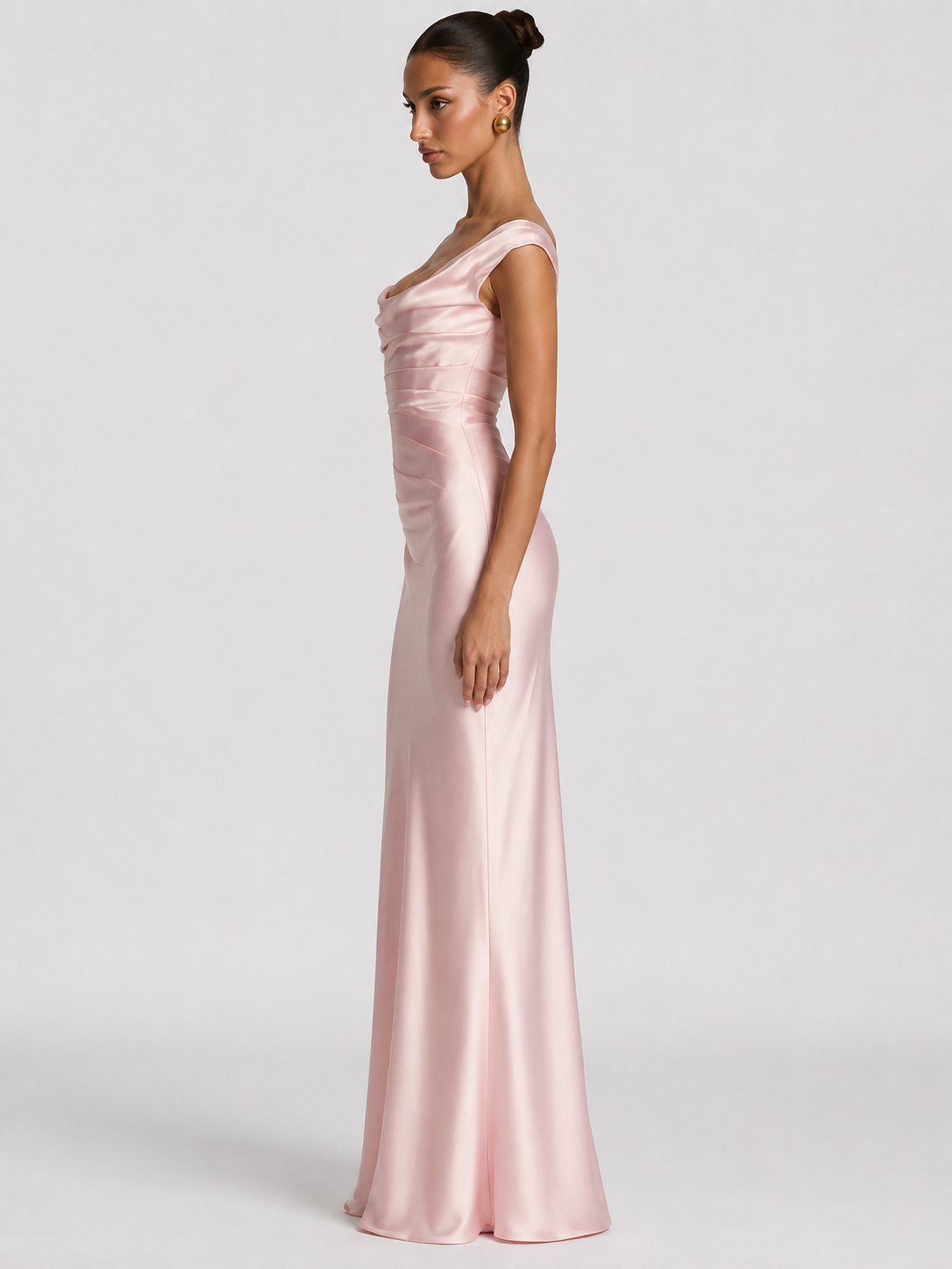 Esther One Shoulder Cowl Neck Satin Maxi Dress