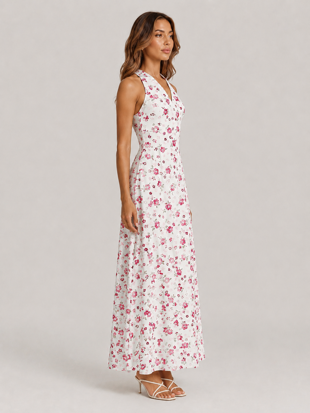 Paloma Floral V-Neck Loose Maxi Dress with Pockets