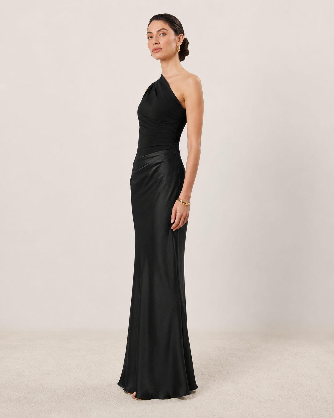 Salma One Shoulder Satin Backless Bodycon Maxi Dress