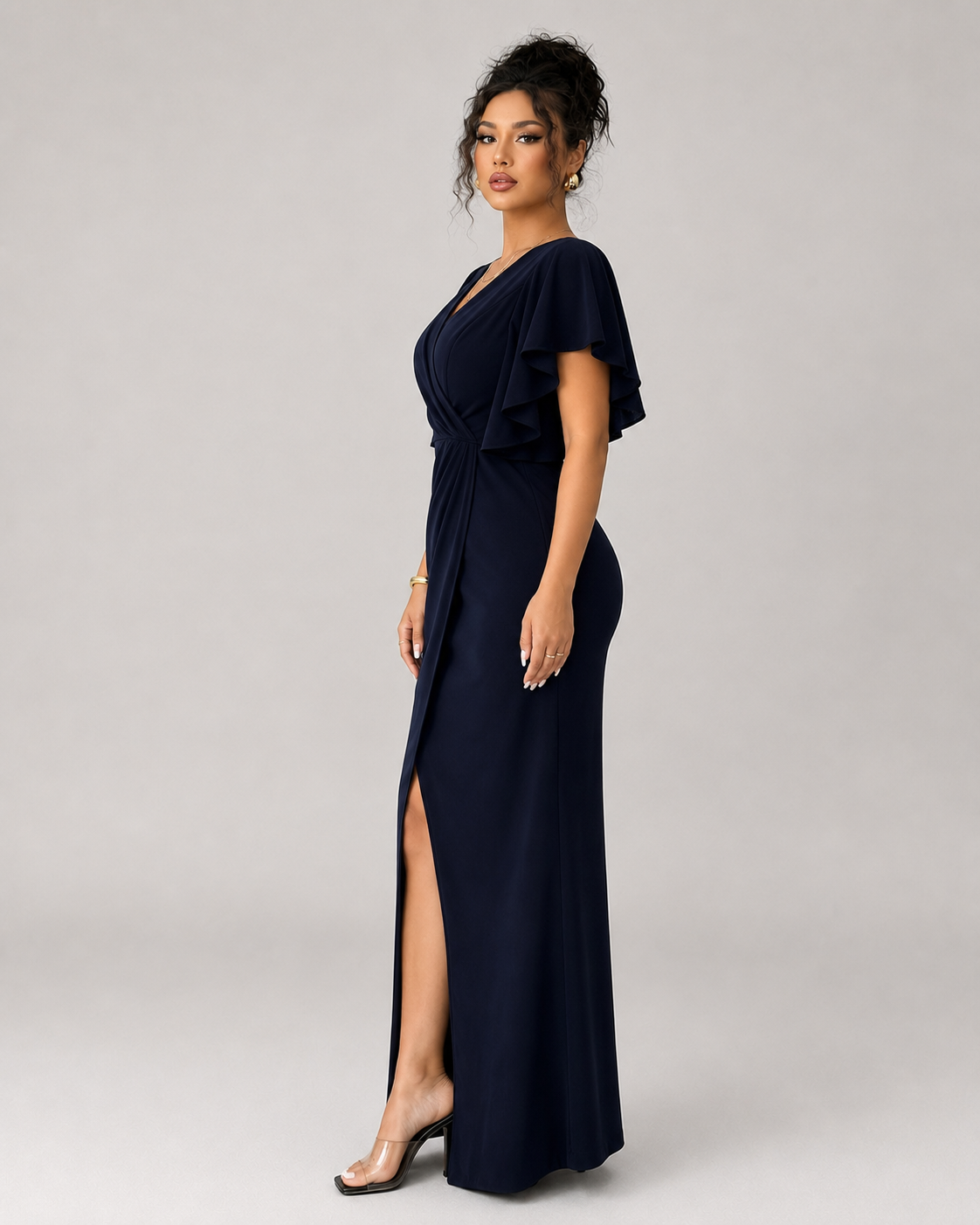 Ines Butterfly Sleeve V-Neck Split Maxi Dress