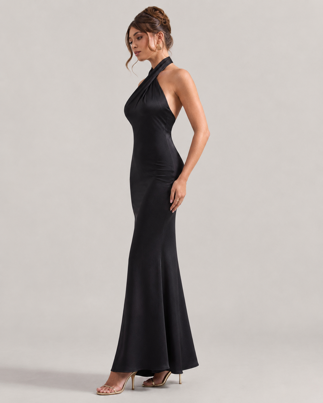 Zadie Asymmetric Halter Backless Bodycon Maxi Dress