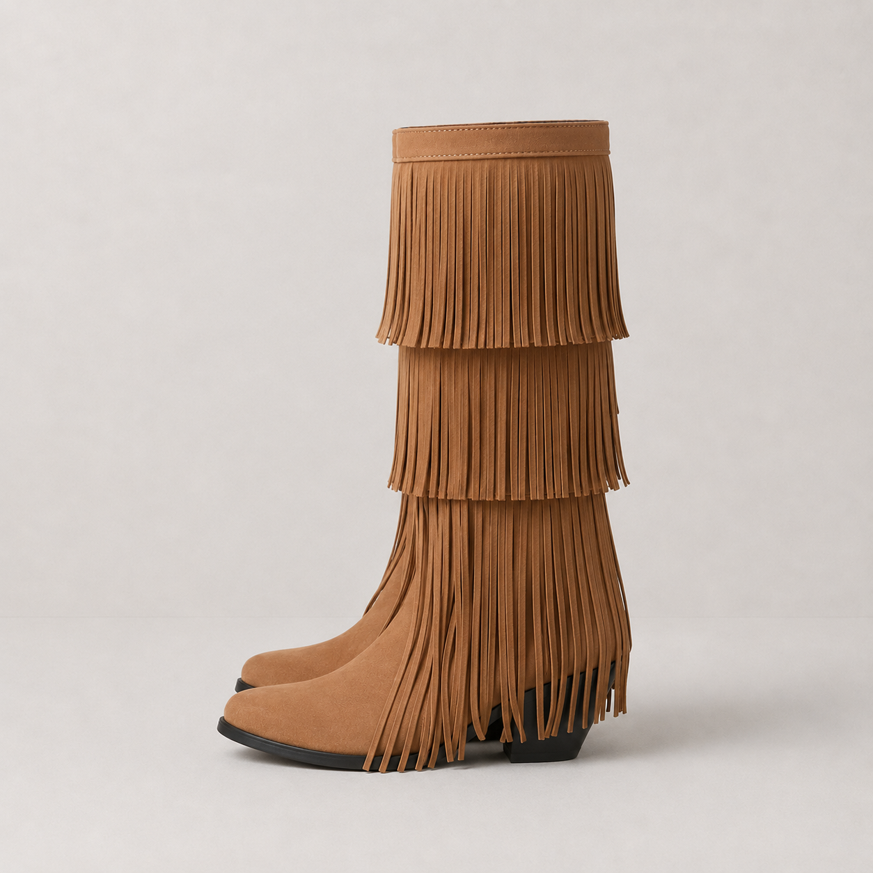 Hattie Tassel Detail Block Heel Mid Calf Winter Boots