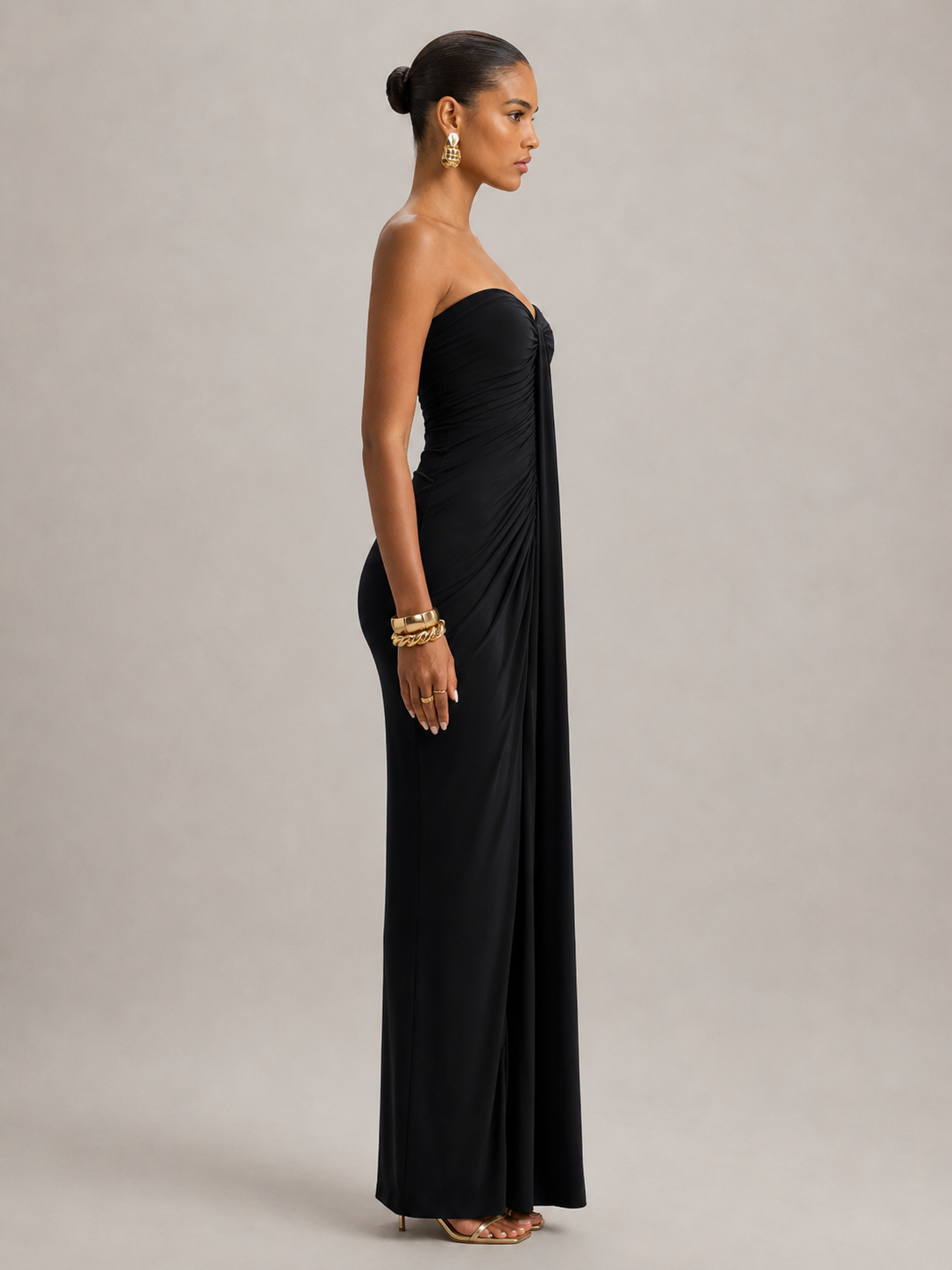 Portia Strapless High Waist Chiffon Maxi Dress