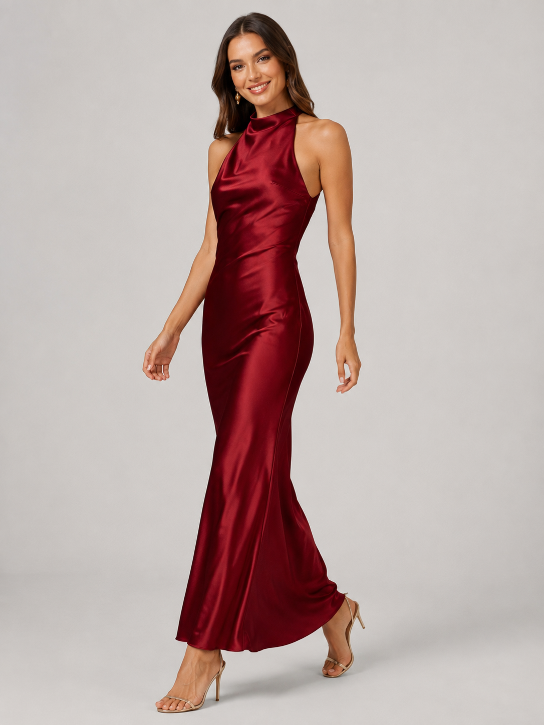 Ida Satin Finish Sleeveless Empire Maxi Dress