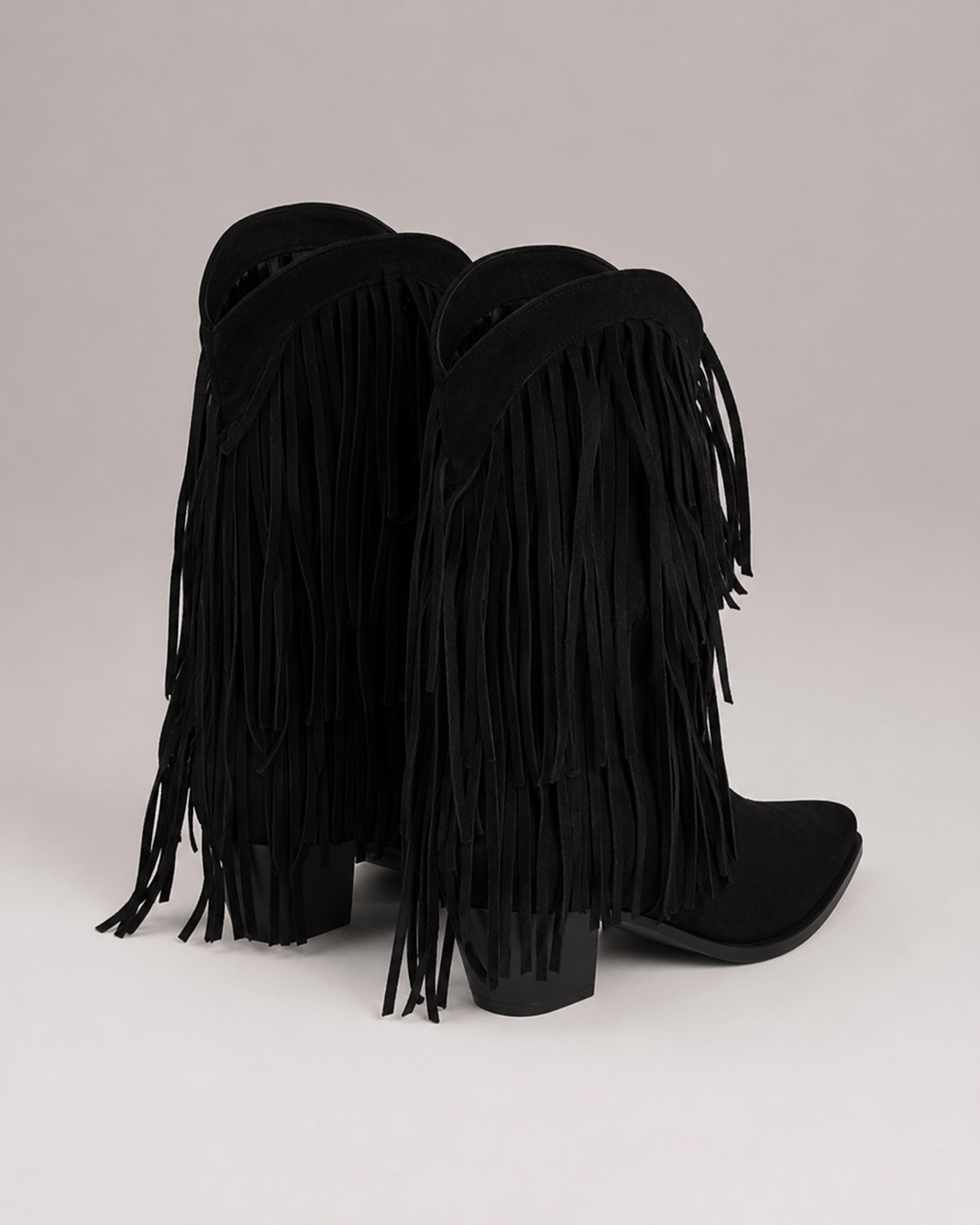 Tabitha Fringe Detail Block Heel Winter Boots
