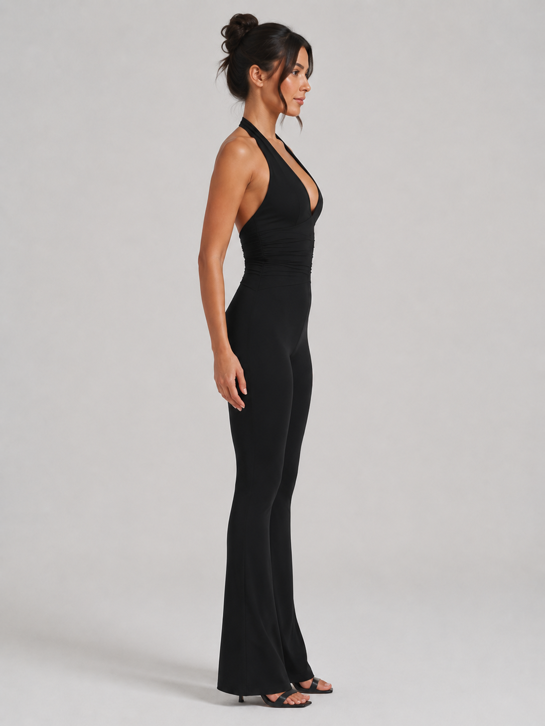 Remy V-Neck Flared Leg Stretch Workout Jumpsuit