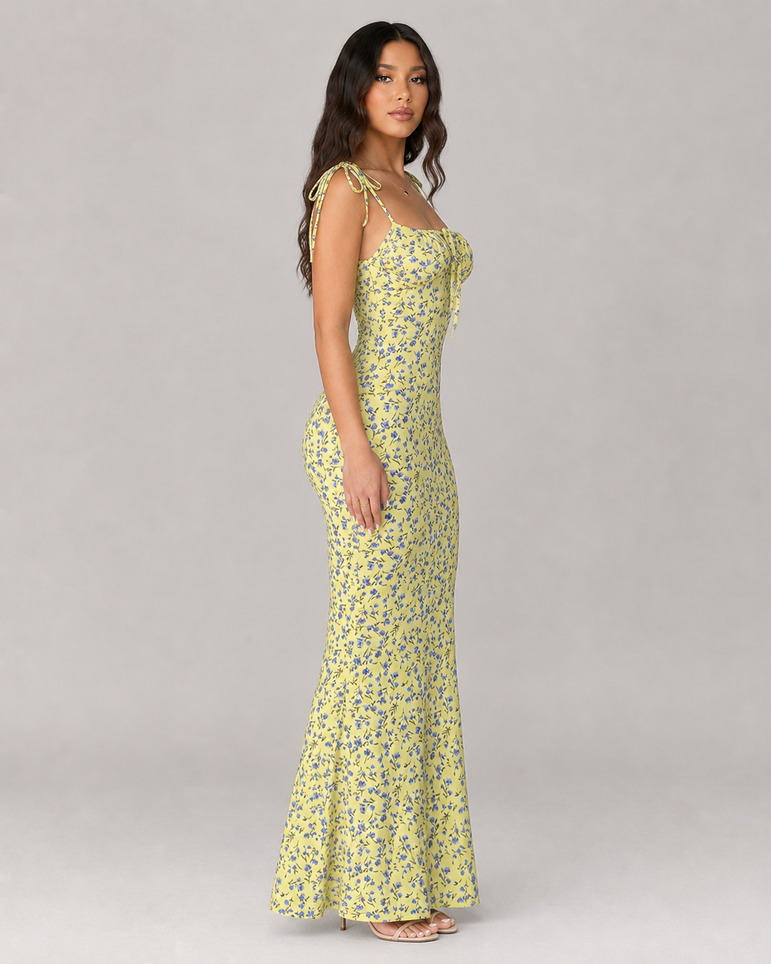 Iris Tie Strap Floral Midi Dress with Leg Split