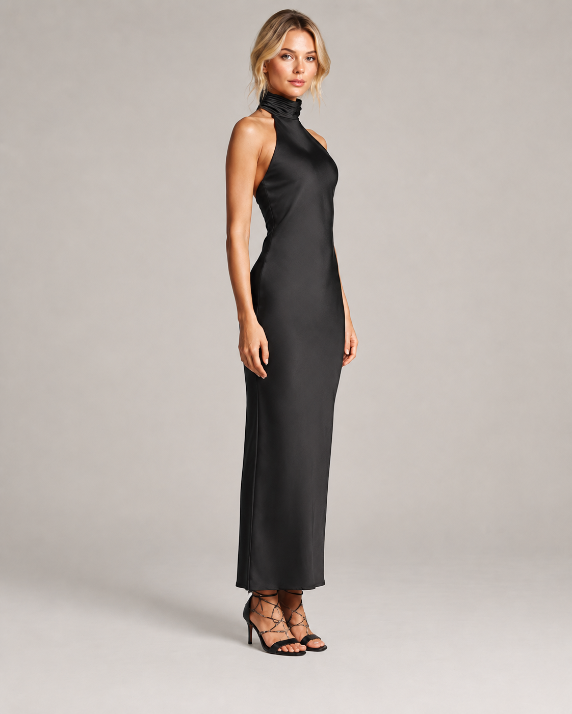 Vivienne Halter Neck Satin Mermaid Evening Dress