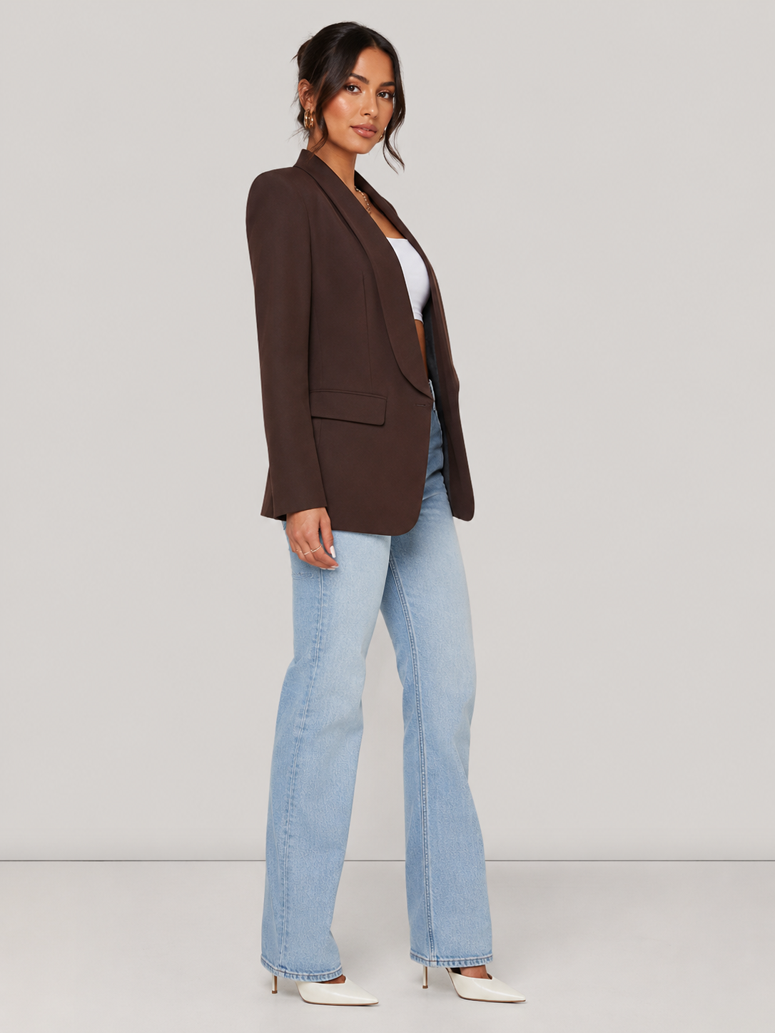 Blair Open Front Notched Lapel Tailored Blazer