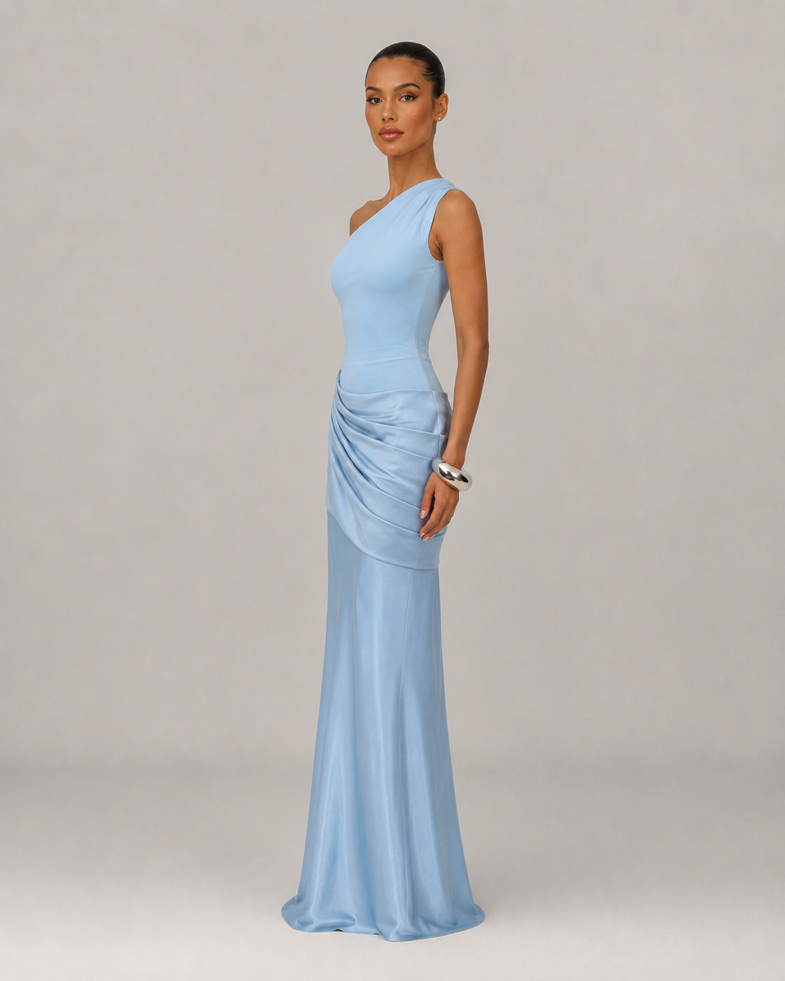 Freya One Shoulder Pleated Backless Maxi Dress