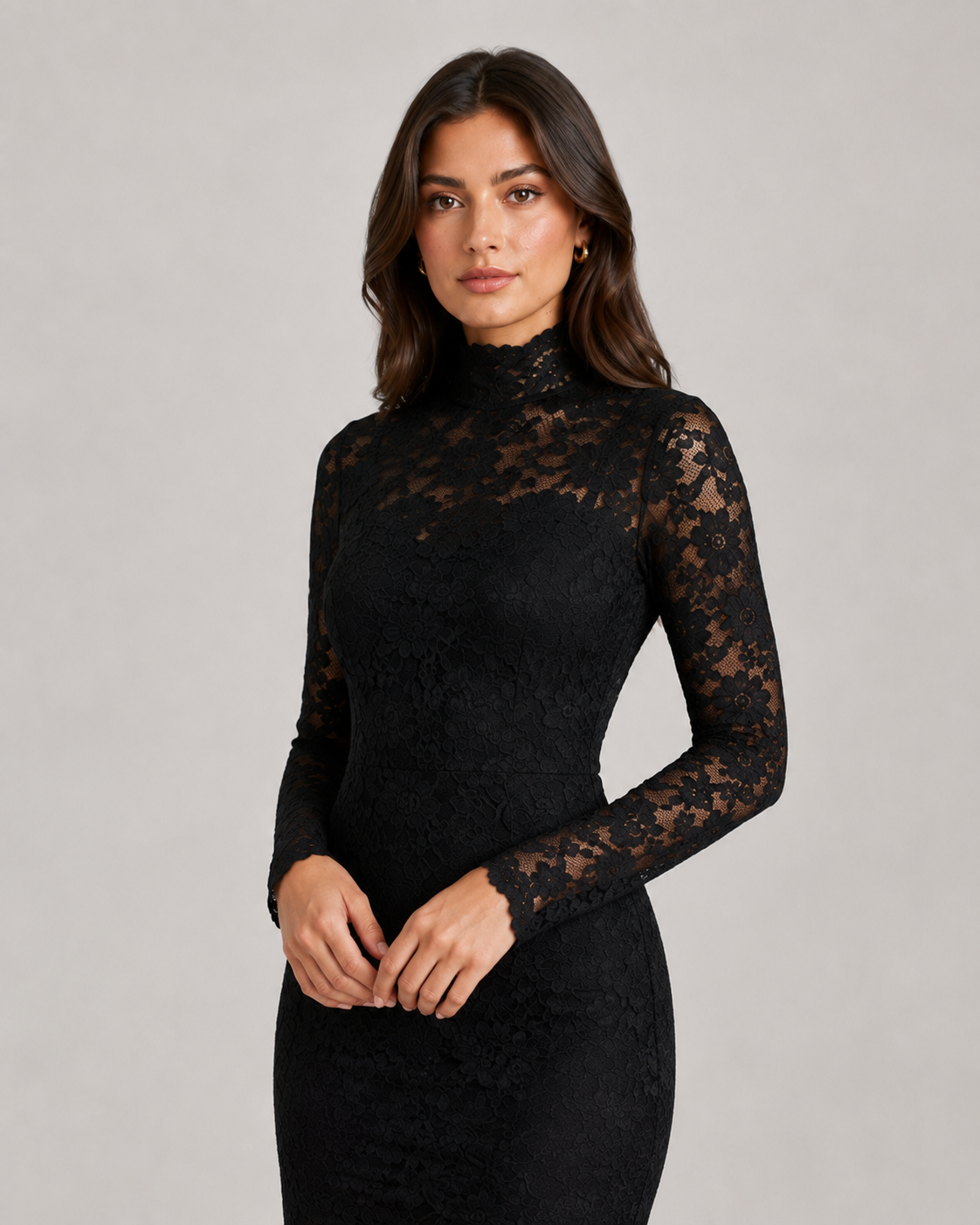 Effie Sheer Long Sleeve Bodycon Lace Mini Dress